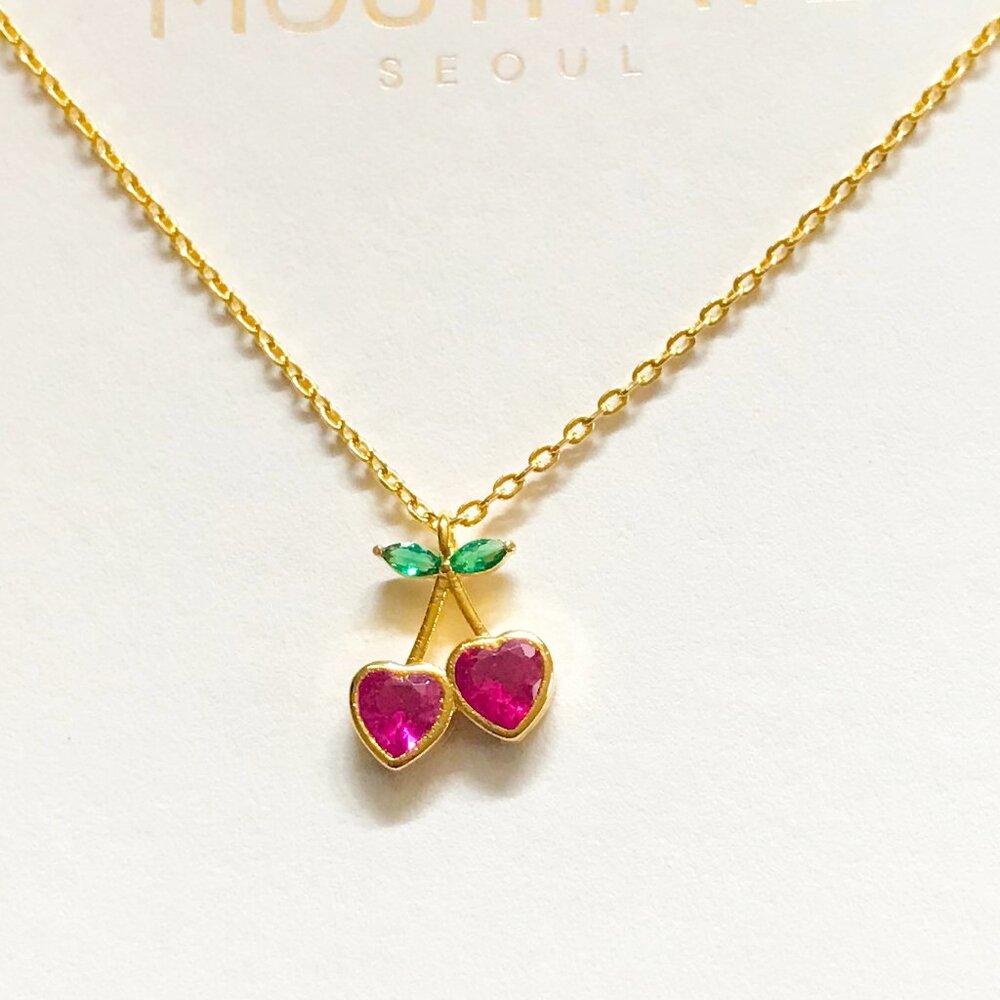 MUSTHAVE Gold Plated Zircon Strawberry Pendant Short Necklace